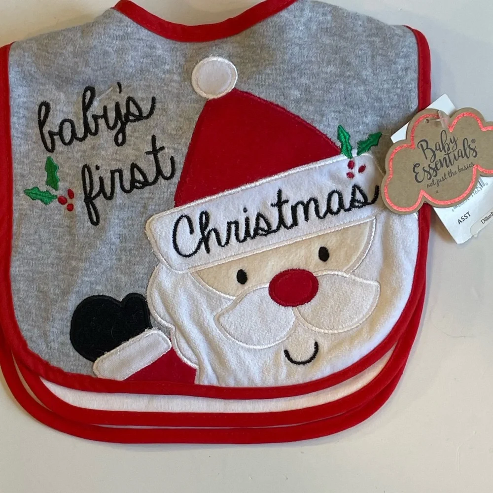 Baby’s First Christmas Bibs New With Tags